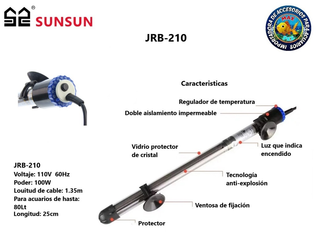 Calentador de acuario  JRB-210  SUNSUN