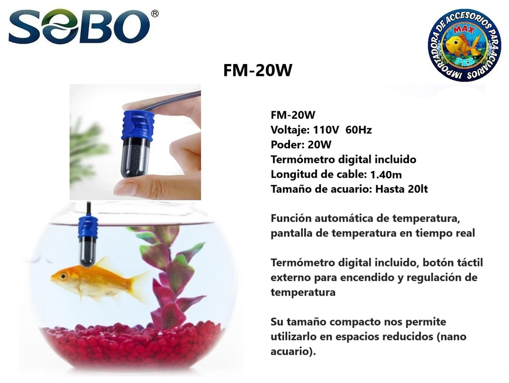 Calentador de acuario  FM-2OW  SOBO 20W